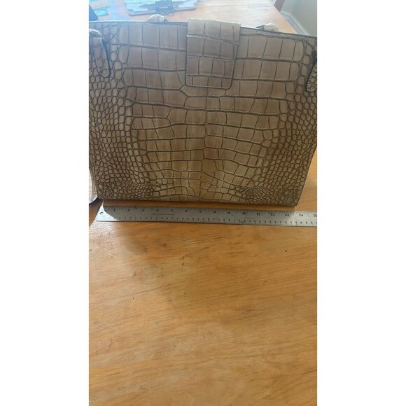 Crocodile embossed leather satchel purse made in Italy adjustable strap no brand - Picture 3 of 11